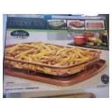 Anchor Hocking Baking Dish, Gotham Pro Crisper Tray, and Cast Iron Trivet Set with Wooden Tray