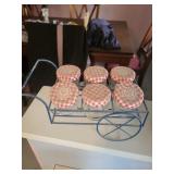 Vintage Kitchenware Collection: Toaster, Graniteware Pitcher, Coffee Carafe, Mini Jars with Cart