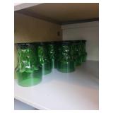 Set of 8 Vintage Green Glass Tumblers