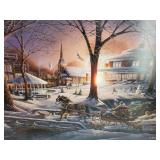 Terry Redlin Framed Art Print Racing Home 28x36 with Thomas Kinkade Studio Print