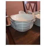 Large Set of Vintage White China Dinnerware with Silver Trim