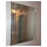 Frameless Beveled Square Wall Mirror with Etched Corners