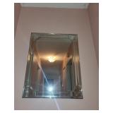 Frameless Beveled Square Wall Mirror with Etched Corners