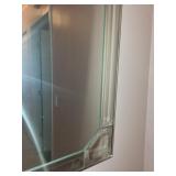 Frameless Beveled Square Wall Mirror with Etched Corners