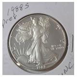 1988 S   Silver Eagle - Proof Mint   1 Oz. Fine Silver