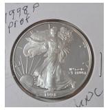1998 P Silver Eagle - Proof Mint   1 Oz. Fine Silver