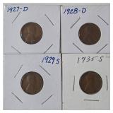 1927-D, 1928-D, 1929-S, 1935-S Pennies