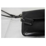 Coach Black Leather Wristlet Clutch with Dust Bag