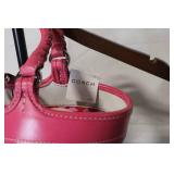 Coach Straw Small Tote with Pink Leather Trim and Original Box