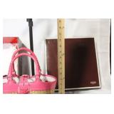 Coach Straw Small Tote with Pink Leather Trim and Original Box