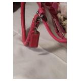 Coach Straw Small Tote with Pink Leather Trim and Original Box