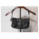 Coach Black Leather Small Flap Shoulder Bag with Box and Dust Bag