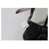 Coach Black Leather Small Flap Shoulder Bag with Box and Dust Bag