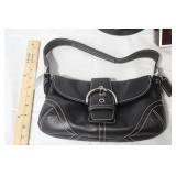 Coach Black Leather Small Flap Shoulder Bag with Box and Dust Bag