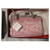 Coach Pink Signature Wristlet Frame Purse Set with Box and Tags