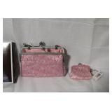 Coach Pink Signature Wristlet Frame Purse Set with Box and Tags