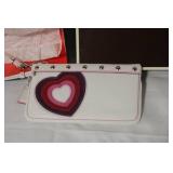 Coach White Wristlet with Heart Design and Original Box