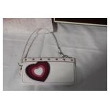 Coach White Wristlet with Heart Design and Original Box