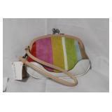 Coach Multicolor Suede and Leather Wristlet with Tag and Booklets