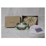 Coach Signature Khaki and Aqua Convertible Flap Purse with Box and Dust Bag