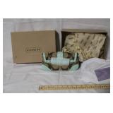 Coach Signature Khaki and Aqua Convertible Flap Purse with Box and Dust Bag