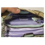 Coach Signature Khaki and Aqua Convertible Flap Purse with Box and Dust Bag