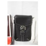Coach Black Leather Crossbody Bag and Matching Card Holder with Box