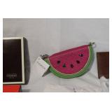 Coach Watermelon Coin Purse with Box and Brown Leather Card Holder