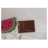 Coach Watermelon Coin Purse with Box and Brown Leather Card Holder