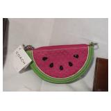 Coach Watermelon Coin Purse with Box and Brown Leather Card Holder