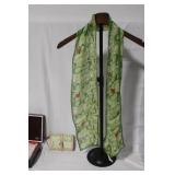 Coach Green Patterned Wallet and Scarf Set