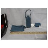 Coach Blue Leather Wristlet, Phone Case, and Memo Holder Set with Box