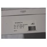 Coach Designer Set: Fuchsia Sneakers Size 8.5, Red Leather Gloves, Heart Print Scarf