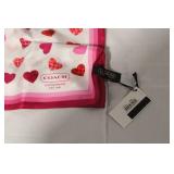 Coach Designer Set: Fuchsia Sneakers Size 8.5, Red Leather Gloves, Heart Print Scarf