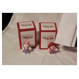 Pumpkin Costume Porcelain Doll with 2 Red Hat Collection Figurines