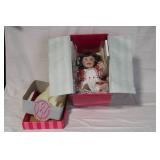 Porcelain Baby Doll in Original Box with Red Checkered Dress