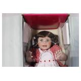 Porcelain Baby Doll in Original Box with Red Checkered Dress