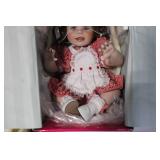 Porcelain Baby Doll in Original Box with Red Checkered Dress