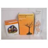 Department 56 Halloween Village Accessories Lot with Candy Kids and Scary Pumpkins Lit Tree