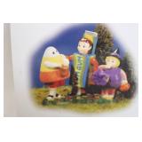Department 56 Halloween Village Accessories Lot with Candy Kids and Scary Pumpkins Lit Tree