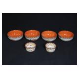 Set of 5 Stoneware Bowls with Autumn Leaf Pattern