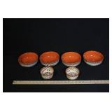 Set of 5 Stoneware Bowls with Autumn Leaf Pattern