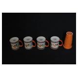 Set of 4 Autumn Leaf Ceramic Mugs and Orange Travel Cup