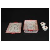 Holiday Ceramic Bakeware Set with Two Ramekins, Holly Berry Design