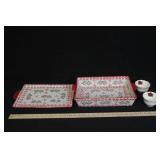Holiday Ceramic Bakeware Set with Two Ramekins, Holly Berry Design