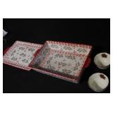 Holiday Ceramic Bakeware Set with Two Ramekins, Holly Berry Design