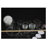 Collection of Pampered Chef Glass Mixing Bowls, Pie Plates, and Storage Lids