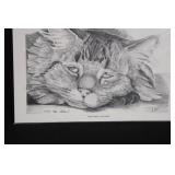 Cat Art Prints, Avon Brass Photo Frame, Footprints Plaque and Kitchen Decor Set