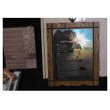 Cat Art Prints, Avon Brass Photo Frame, Footprints Plaque and Kitchen Decor Set