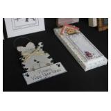 Cat Art Prints, Avon Brass Photo Frame, Footprints Plaque and Kitchen Decor Set